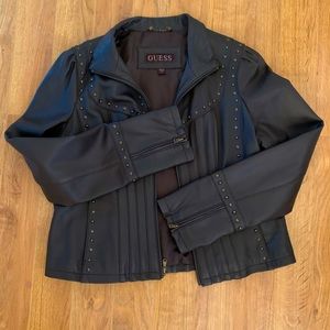 Guess brown leather jacket - size L